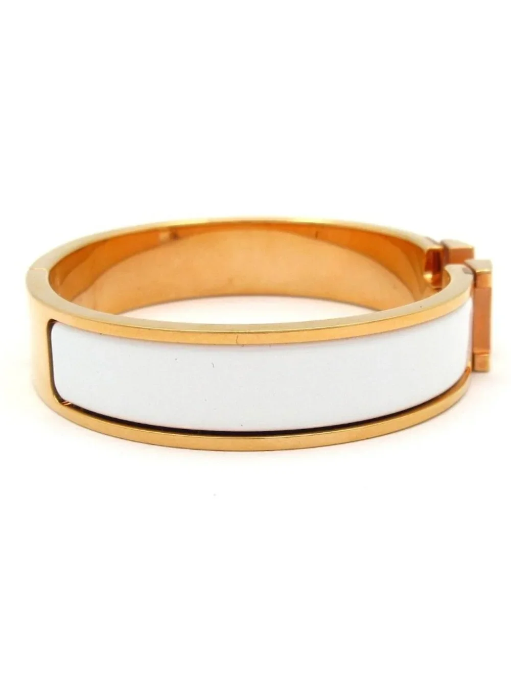 Hermes Bangle Click Pink Gold White Bracelet
